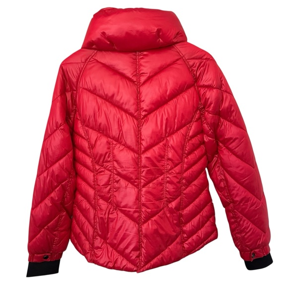 GUESS Women’s Storm Cuffs Quilted Transitional Red Puffer Jacket Size Large - Picture 7 of 16